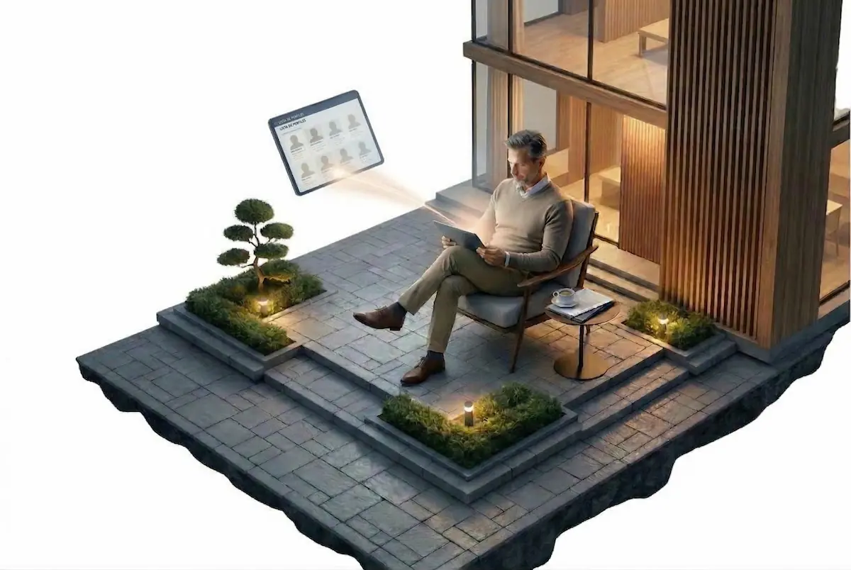 Propietario revisando perfiles de inquilinos desde su tablet